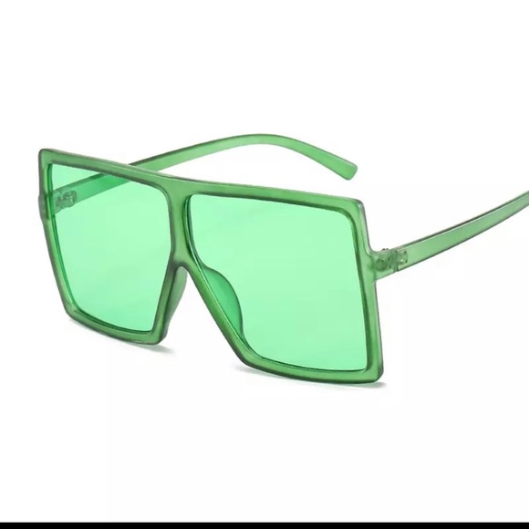 Accessories - Green Square Oversized Sunglasses Vintage Retro
